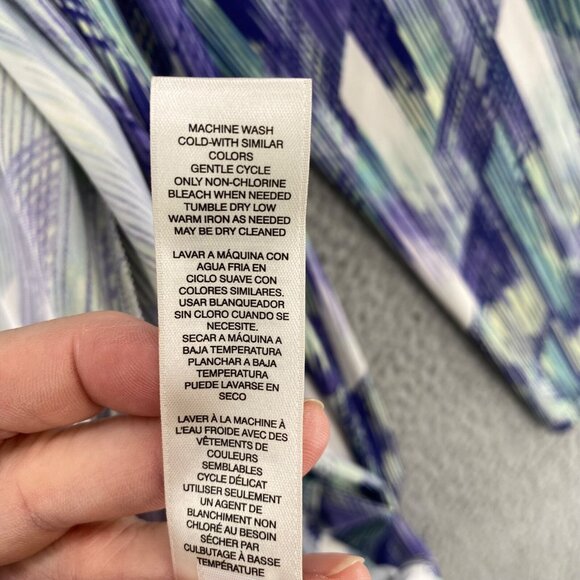 Chicos Top Womens 1 US Medium Blue Abstract Easywear Open Kimono Stretch Knit - Picture 7 of 10